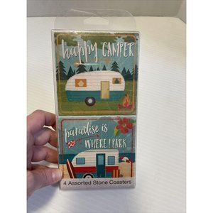 Highland Home Assorted Stone Coasters Set of 4 NEW